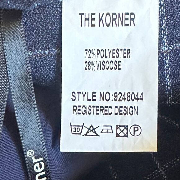The Korner Anthropologie Tailored Dress Pants NWT Navy Grid Plaid Print Ankle 4 - Picture 10 of 11